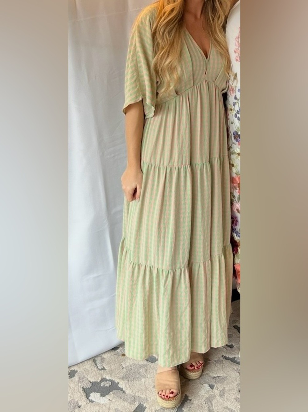 Mint & Pink Maxi Dress | Size S
